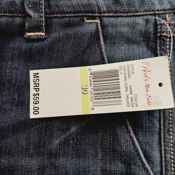 NEW Red by Marc Ecko Dark Wash Blue Embroidered Pockets Wide Leg Jeans P785 - Picture 5 of 14